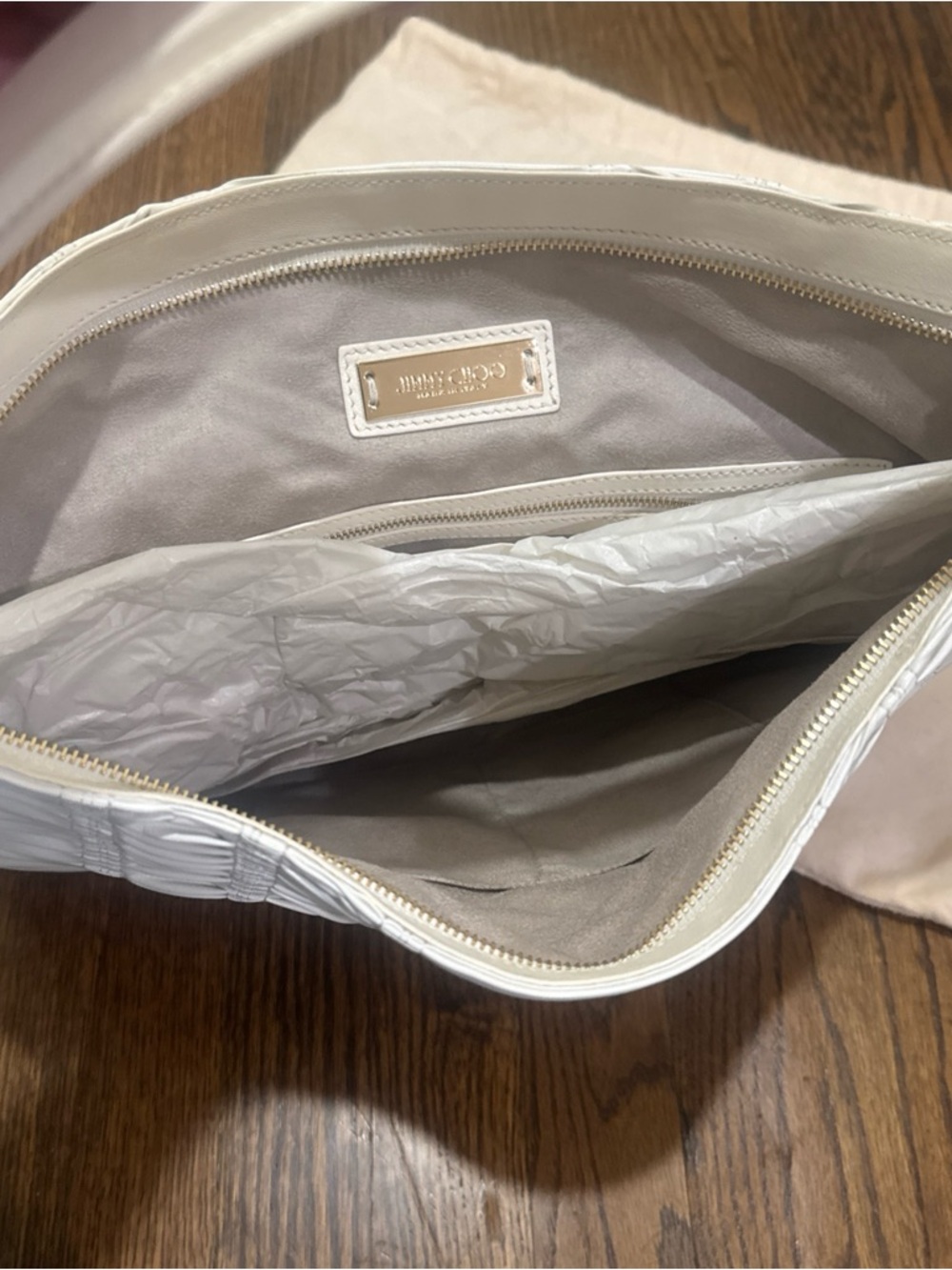 Jimmy Choo/Vintage/White Pleated Leather Hobo Shoulder Bag/Python/NIB/NEVER USED - Picture 10 of 16